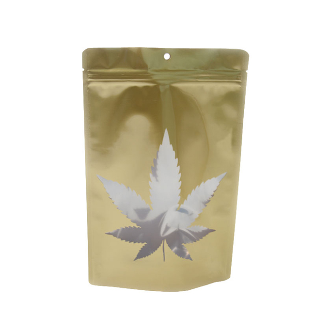 Stand Up Pouch Smell Proof Golden Aluminum Foil Plastic ZIpper Bag Weed ...